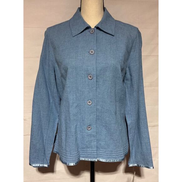 Susan Bristol Jackets & Blazers - NWT SUSAN BRISTOL sz M light blue linen blend button down blazer jacket